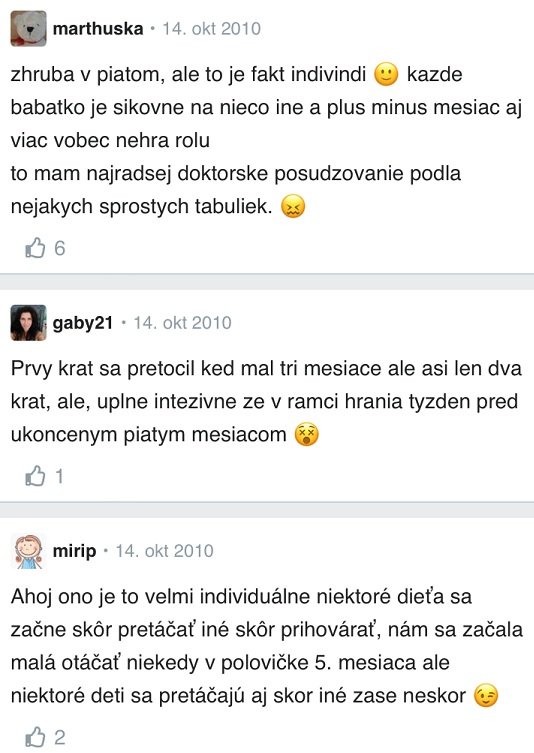 Kedy sa dieťa začne pretáčať? diskusia Modrykonik