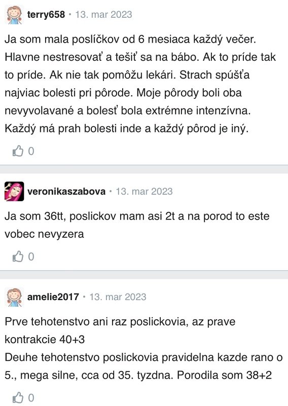 Poslíčkovia, falošné kontrakcie pred pôrodom skúsenosti Modrykonik
