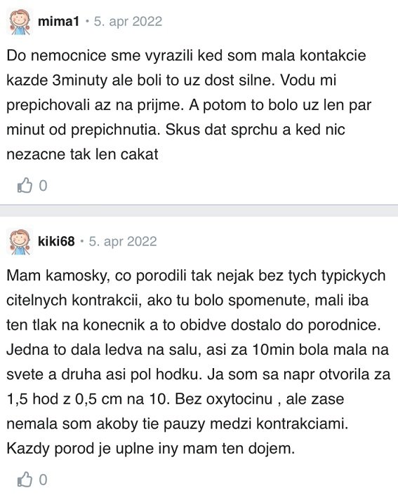 Pôrodné kontrakcie – diskusia