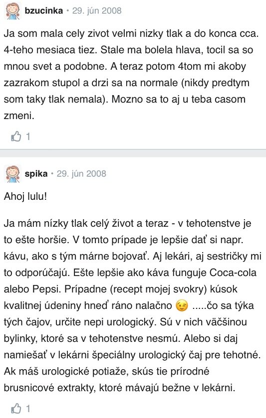Nízky tlak v tehotenstve skúsenosti Modrykonik
